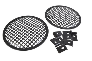 2 x 8 Speaker Grille - Black Metal With PVC Trim Includes 8 Clamps